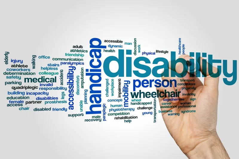 A word cloud about disability and accessibility