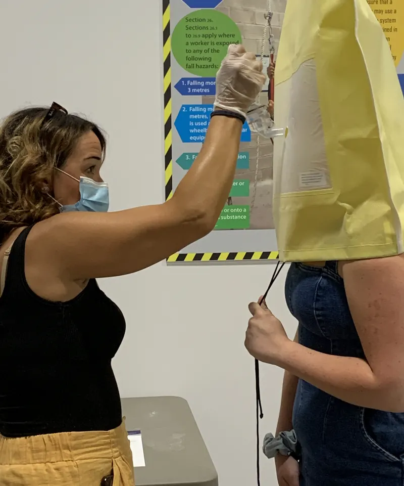 A qualitative respirator fit test with the hood at the Concord centre