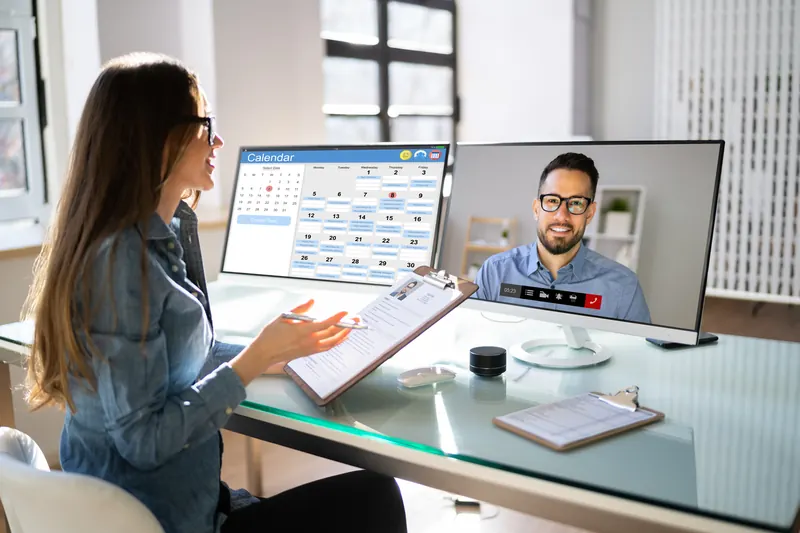 A job interview on a video call